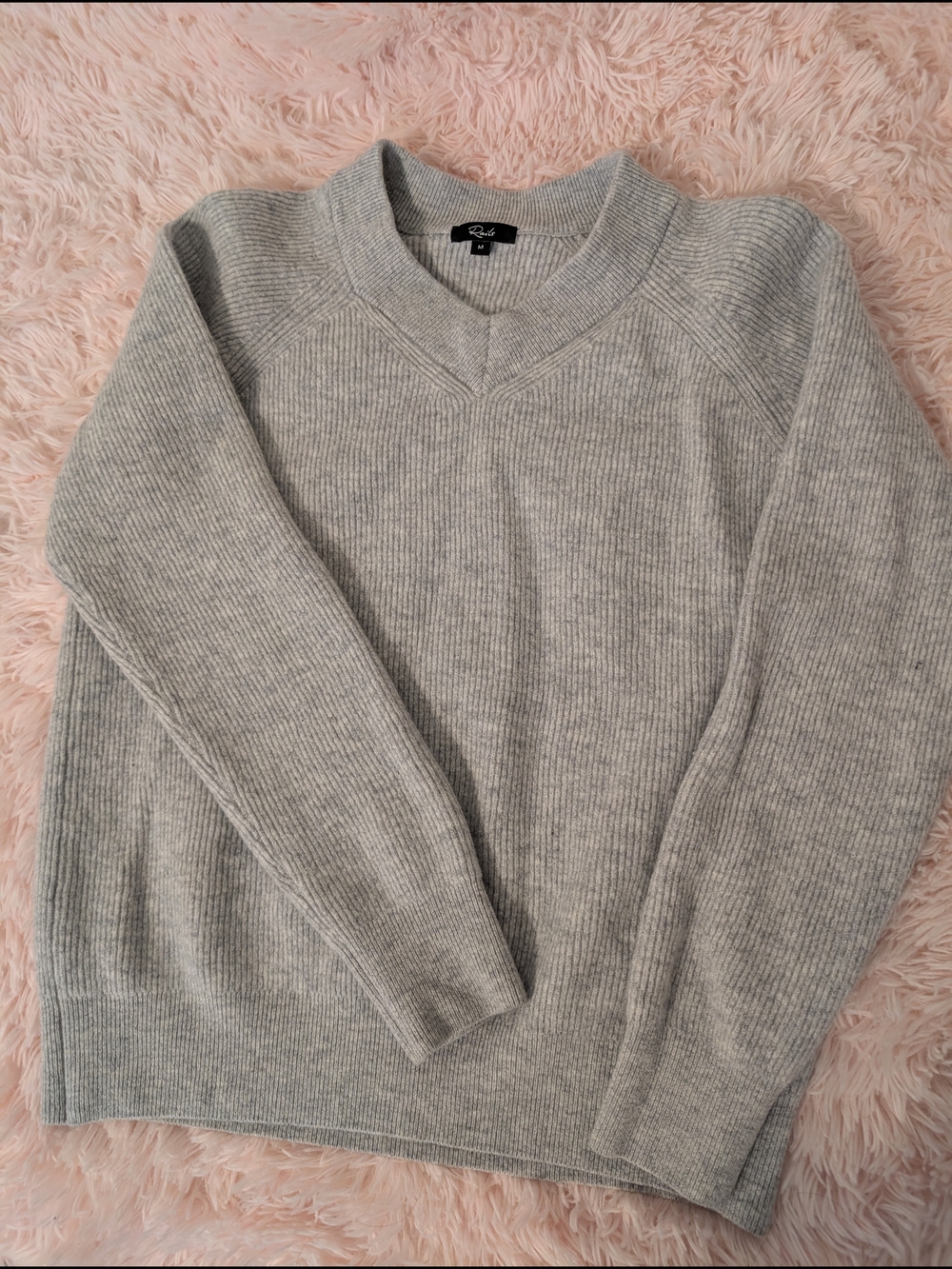 Rails Womens Light Gray Ribbed Crewneck Sweater